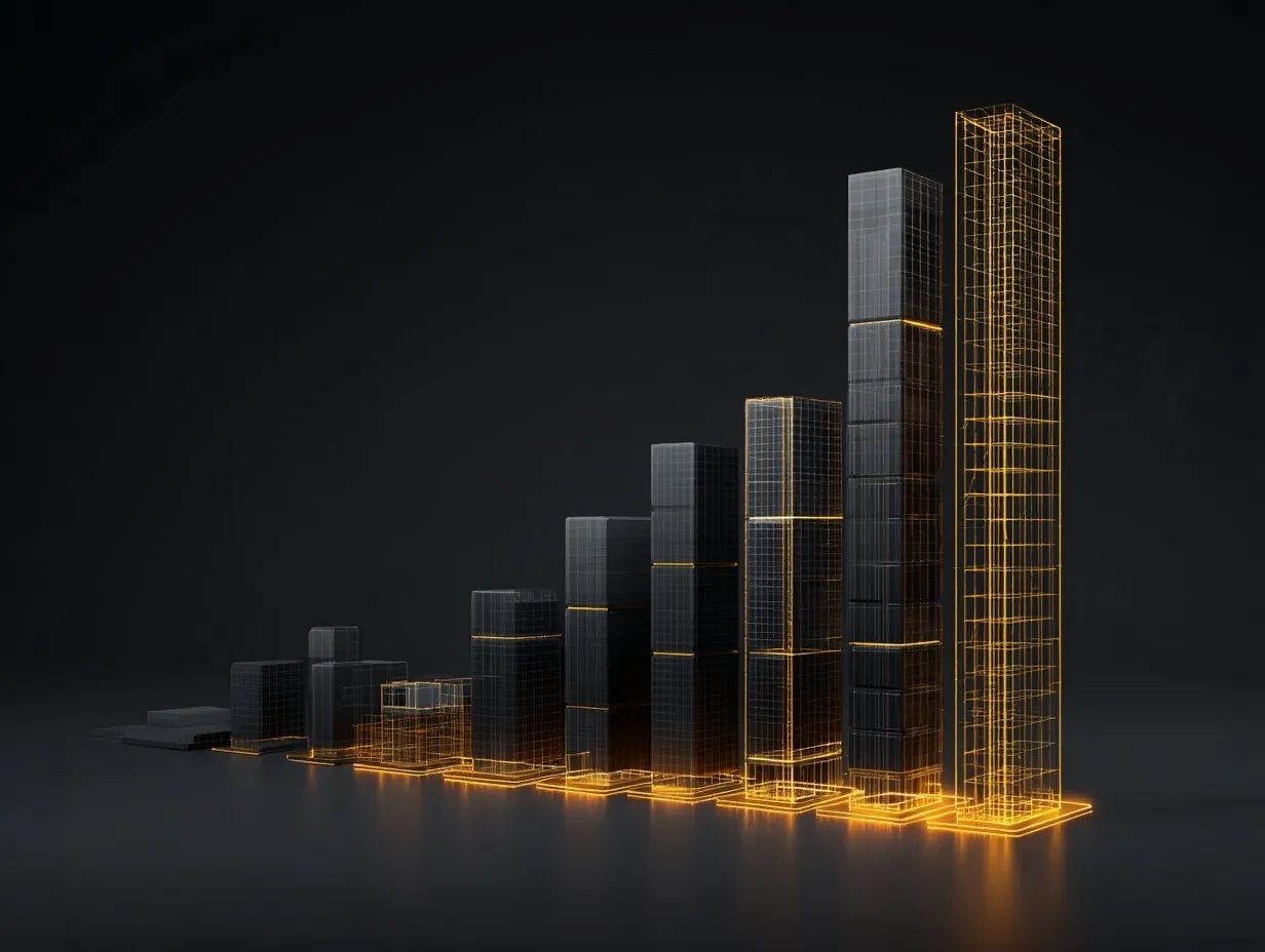 Background of buildings combined with glass ascending
